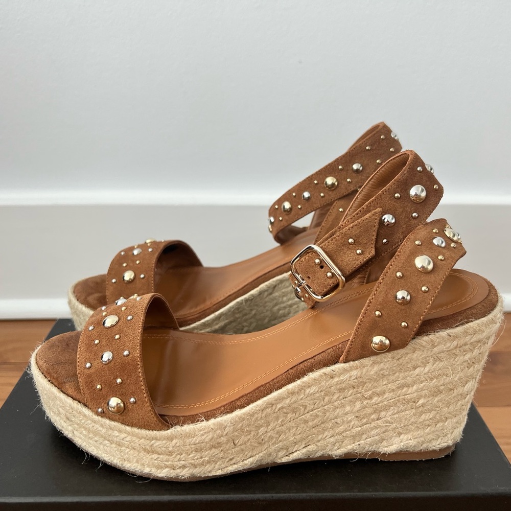 Maje Summer Wedge Espadrilles Brown Size 40